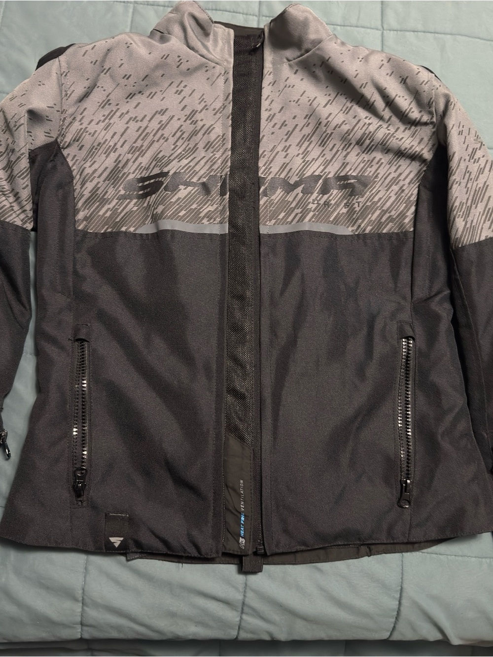 Women’s Gray and Black Utility Jacket with Patterned Yoke